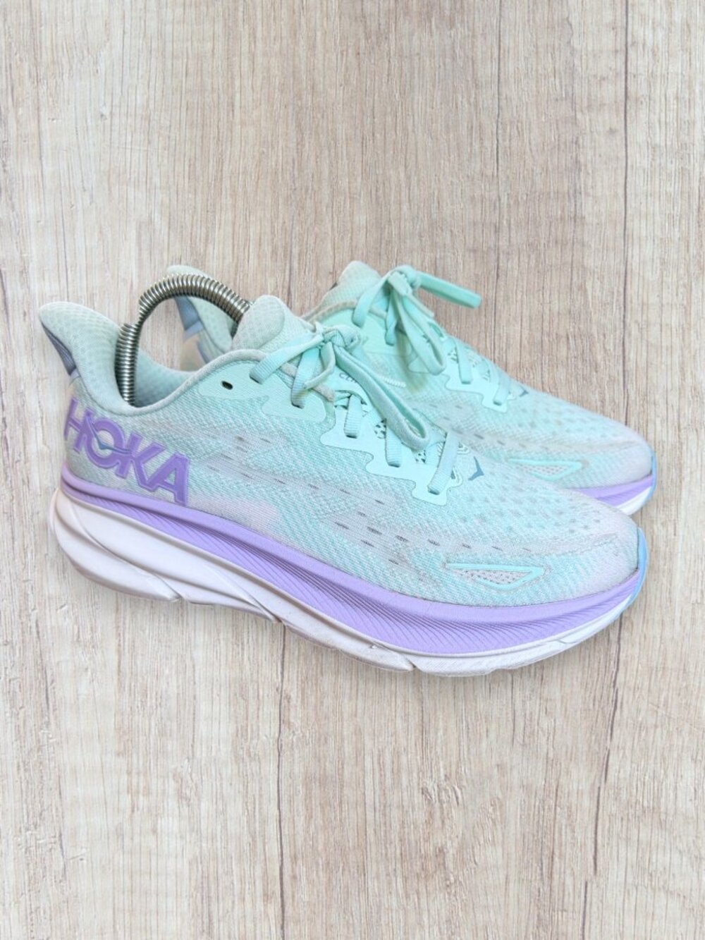 HOKA Clifton 9 Sunlit Ocean Lilac Mist Running Shoes Athletic Sneakers Womens 8